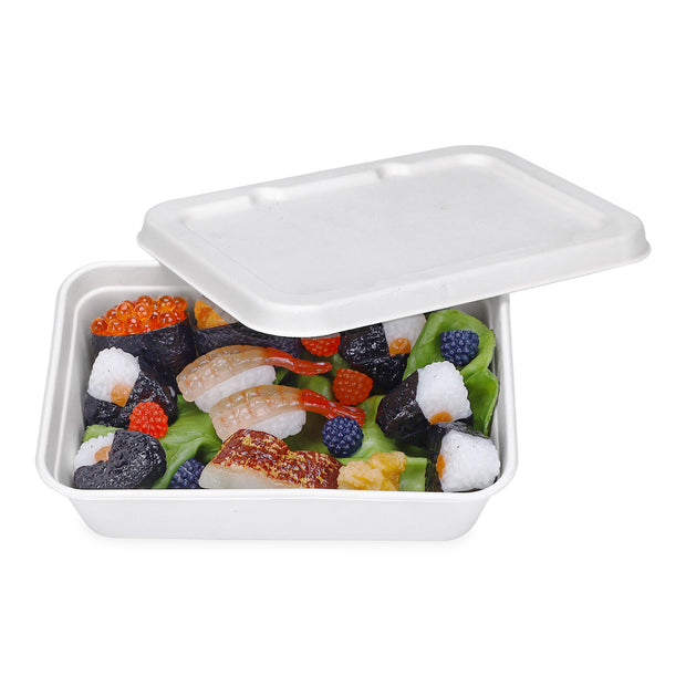 750ml 1000ml 1300ml Bagasse Sugarcane Rectangular Food Container with Sugarcane Lid PET Lid