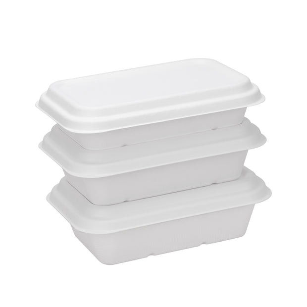 750ml 1000ml 1300ml Bagasse Sugarcane Rectangular Food Container with Sugarcane Lid PET Lid