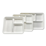 3 Compartment Compostable Bagasse Sugarcane Pulp Lunch Tray