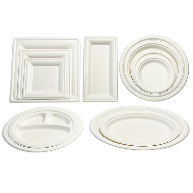 9 inch 10 inch 3 Compartment Sugarcane Bagasse Round Plate