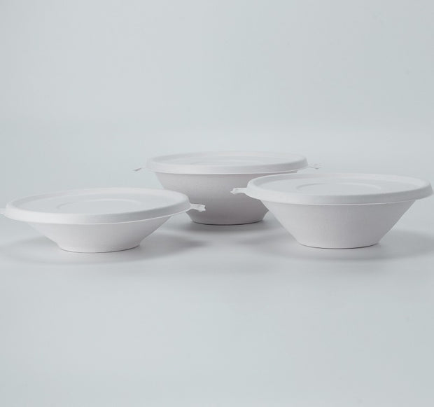 24oz 32oz 40oz 46oz Bagasse Sugarcane Bowls with Sugarcane Lid PET Lid