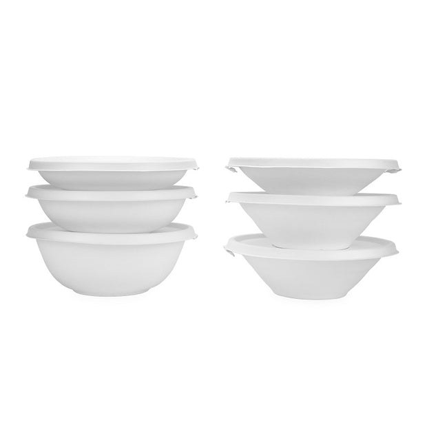 24oz 32oz 40oz 46oz Bagasse Sugarcane Bowls with Sugarcane Lid PET Lid