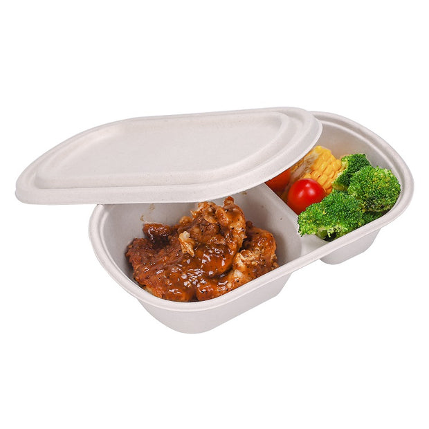 26oz 800ml Sugarcane Bagasse Food Container with Sugarcane Lid PET Lid