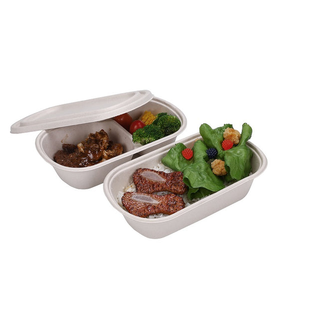 26oz 800ml Sugarcane Bagasse Food Container with Sugarcane Lid PET Lid