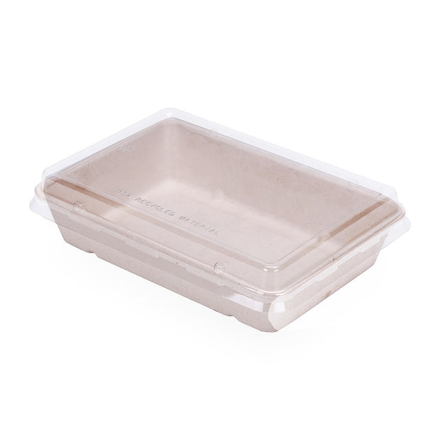 Biodegradable 28oz Bagasse Sugarcane Rectangular Container with PET Lid , PLA Lid