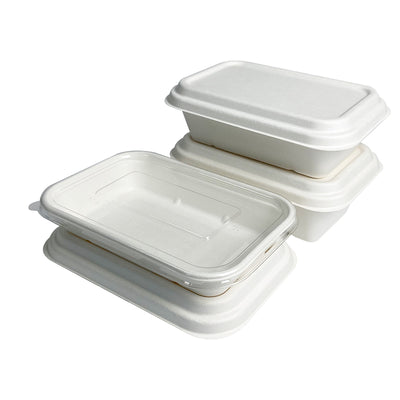 500ml 650ml 750ml Bagasse Sugarcane Container with Sugarcane Lid PET Lid