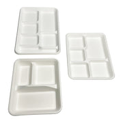 3 Compartment Compostable Bagasse Sugarcane Pulp Lunch Tray
