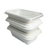 500ml 650ml 750ml Bagasse Sugarcane Container with Sugarcane Lid PET Lid