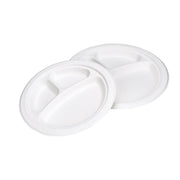9 inch 10 inch 3 Compartment Sugarcane Bagasse Round Plate